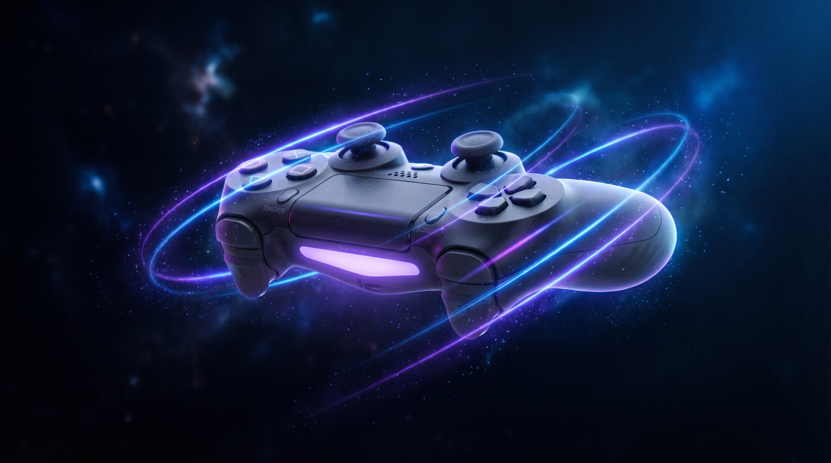 Controle PlayStation com luzes neon